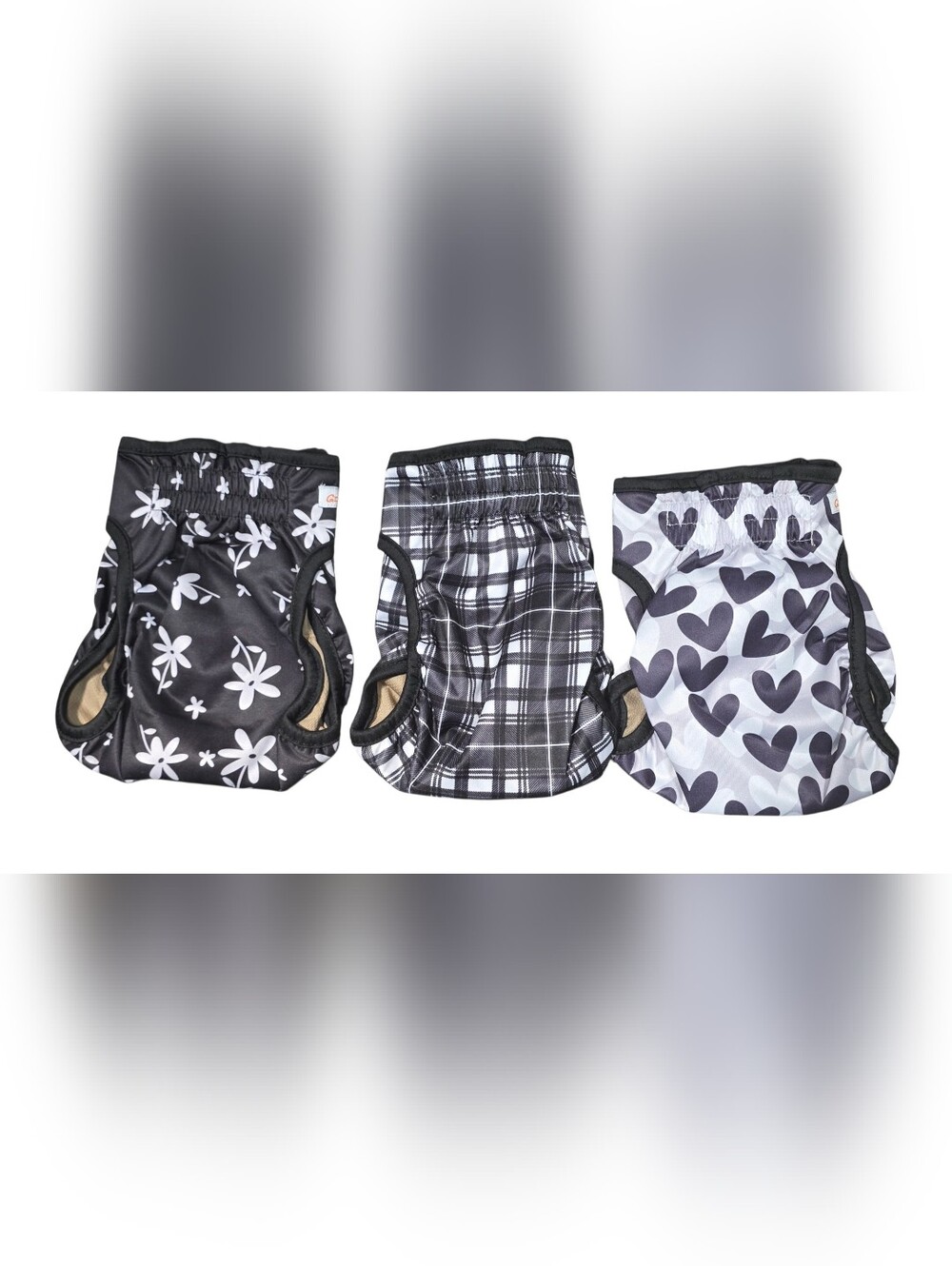 New Grecle Black & White Plaid Female Dog Diapers ( Size MED)